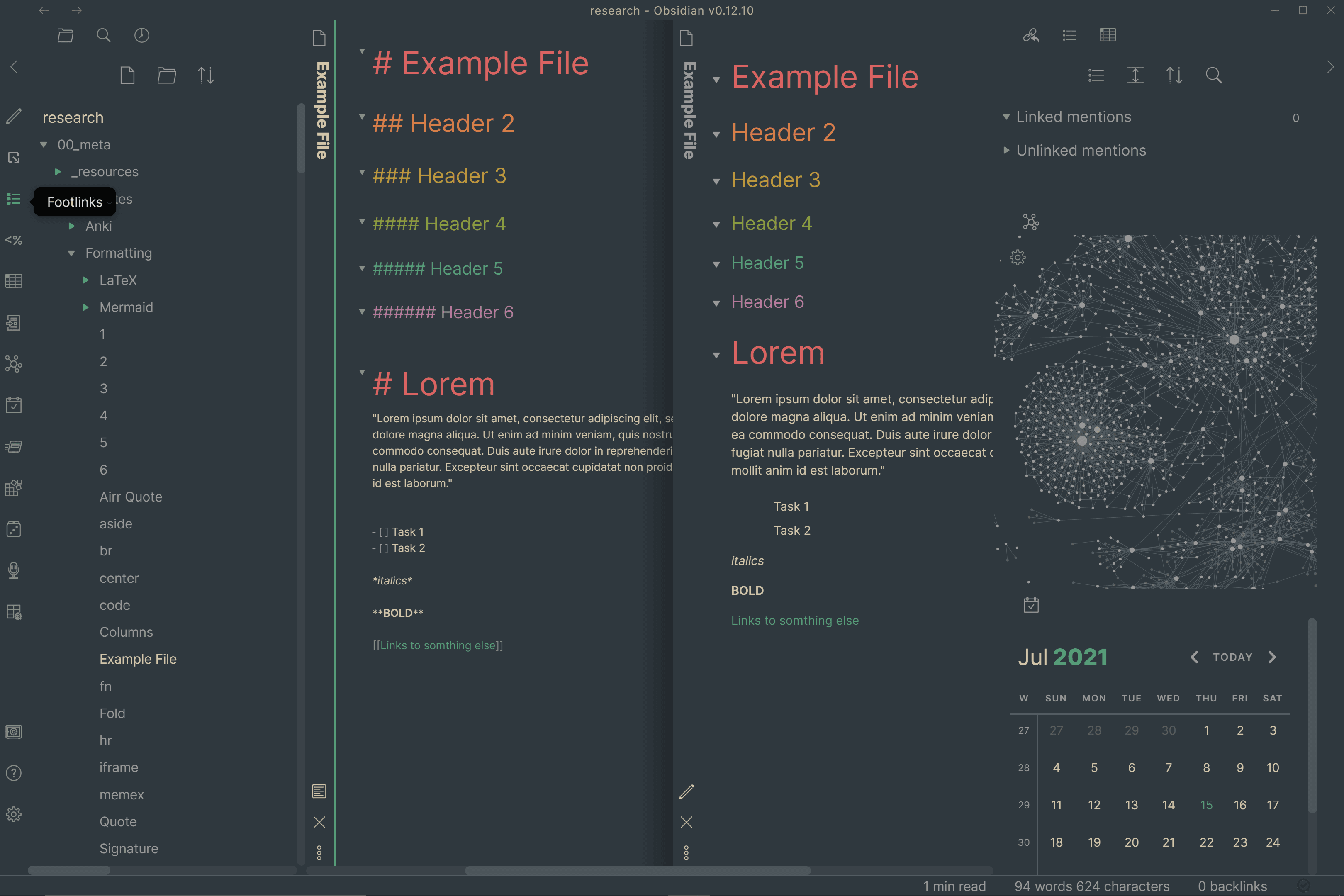 Screenshot of the Everforest Obsidian theme