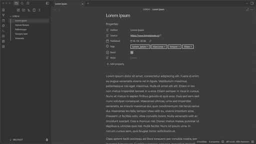 Screenshot of the Brutalist Obsidian theme