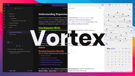 Screenshot of the Vortex Obsidian theme