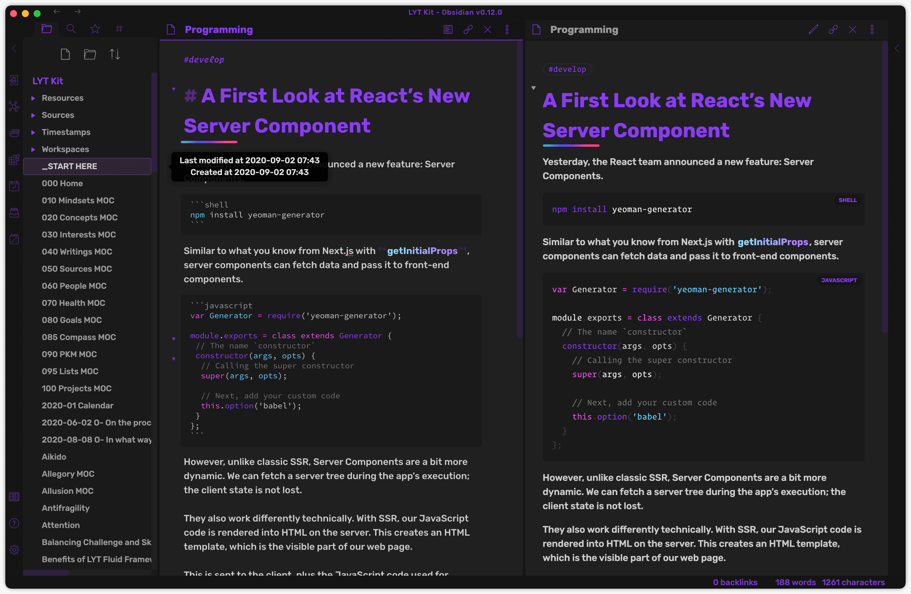 Screenshot of the Aurora Obsidian theme