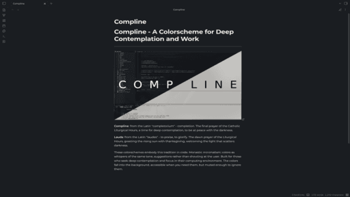 Screenshot of the Compline Obsidian theme