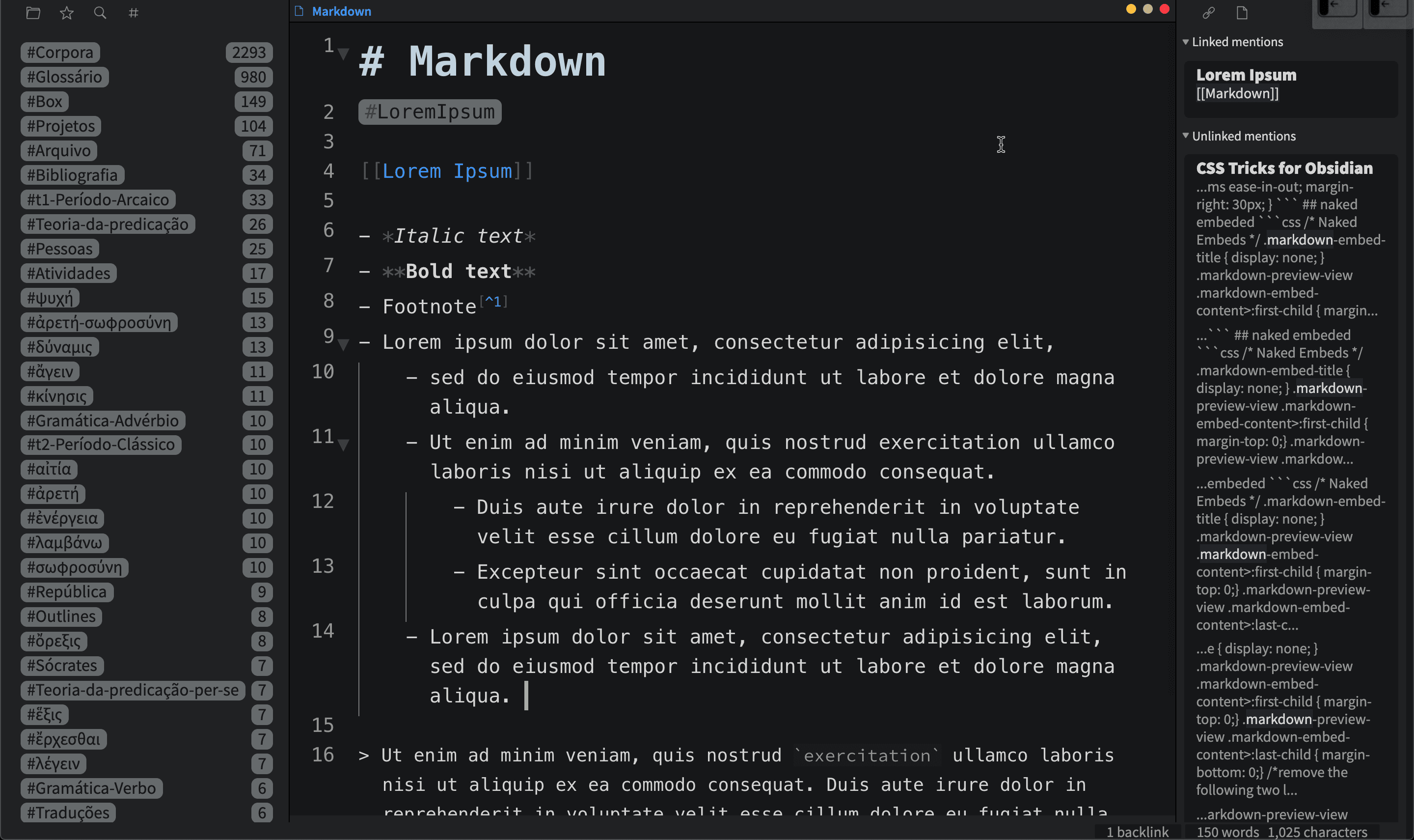Screenshot of the Dark Graphite Obsidian theme