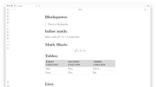 Screenshot of the LaTeX Obsidian theme