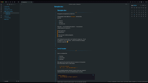 Screenshot of the Bossidian Obsidian theme