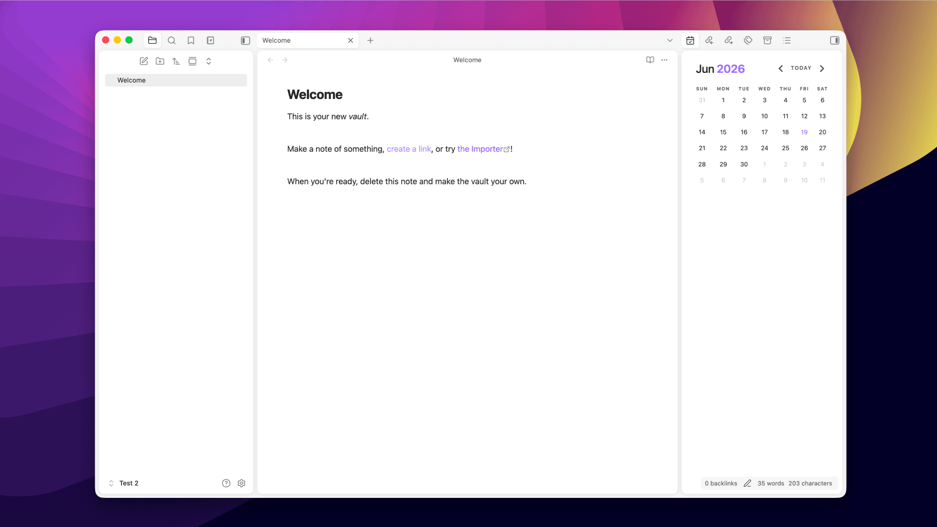 Screenshot of the Islands Obsidian theme