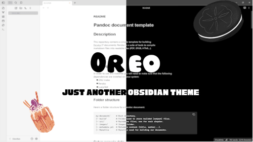 Screenshot of the Oreo Obsidian theme