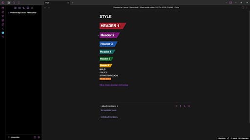 Screenshot of the Powered by Lancer - Retouched Obsidian theme