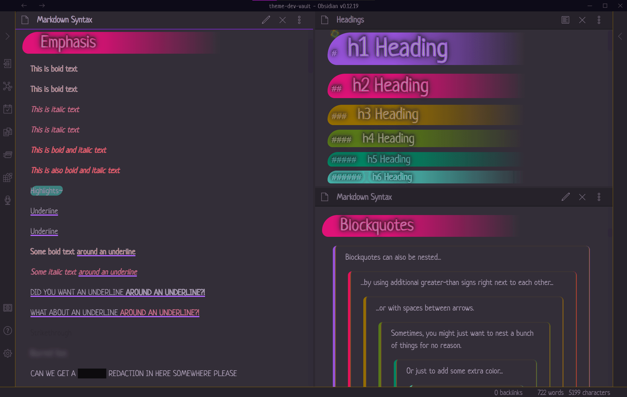 Screenshot of the Wyrd Obsidian theme