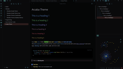 Screenshot of the Arzaba Obsidian theme