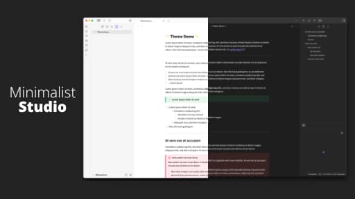 Screenshot of the Minimalist Studio Obsidian theme