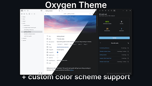 Screenshot of the Oxygen Obsidian theme