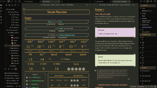 Screenshot of the Ribbons Obsidian theme