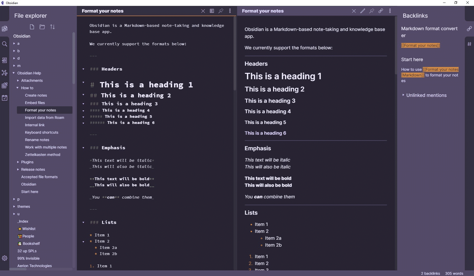 Screenshot of the Base2Tone Obsidian theme