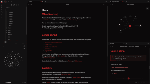 Screenshot of the Red-Shadow Obsidian theme