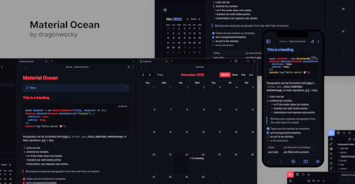 Screenshot of the Material Ocean Obsidian theme