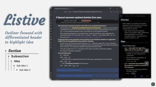 Screenshot of the Listive Obsidian theme