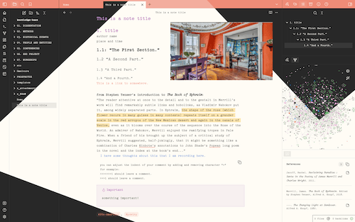 Screenshot of the Sandover Obsidian theme
