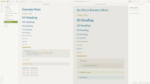 Screenshot of the Dayspring Obsidian theme