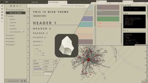 Screenshot of the Nier Obsidian theme