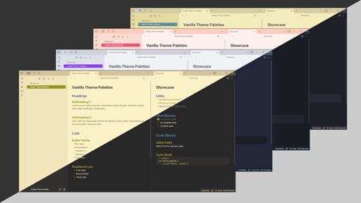 Screenshot of the Vanilla Palettes Obsidian theme