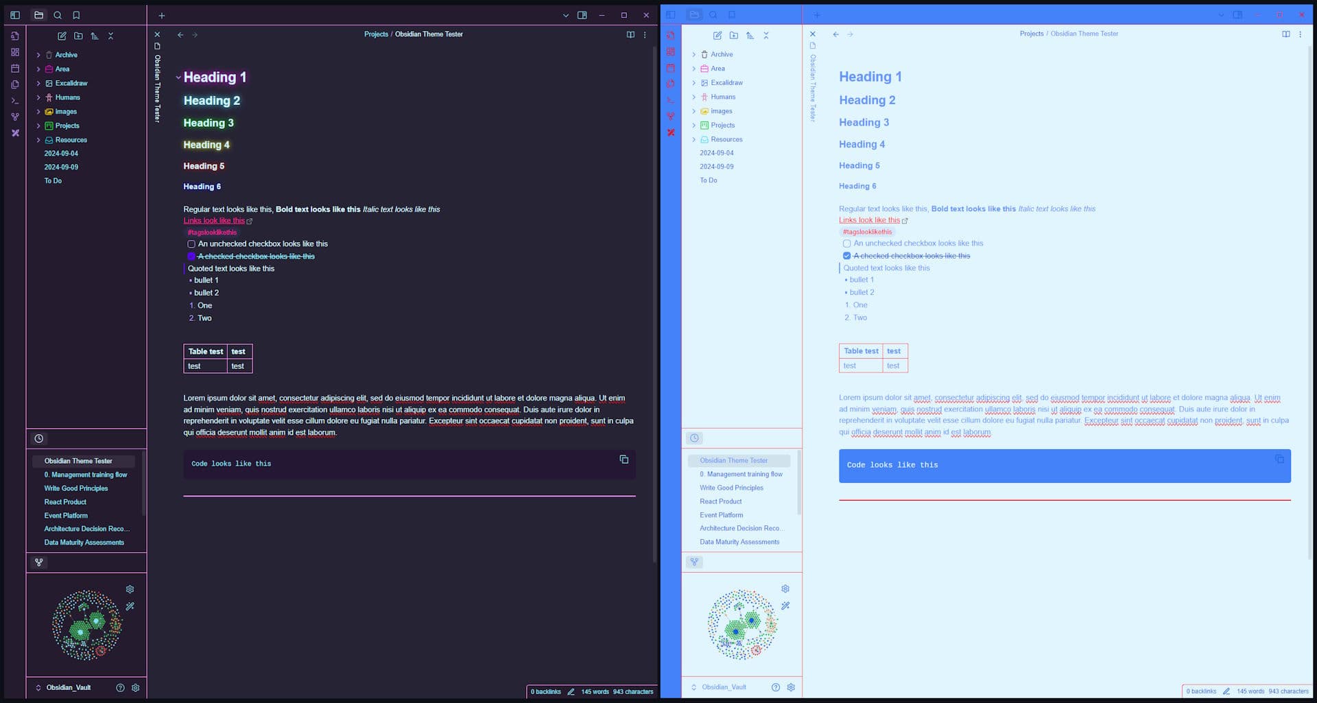 Screenshot of the Neon Synthwave Obsidian theme