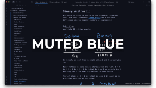 Screenshot of the Muted-Blue Obsidian theme