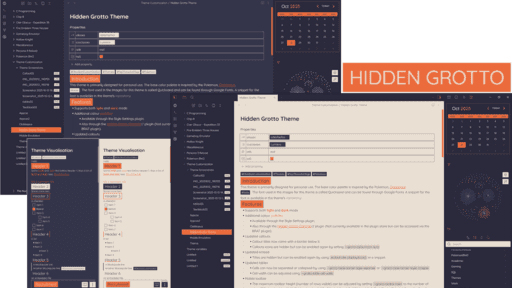 Screenshot of the Hidden Grotto Obsidian theme
