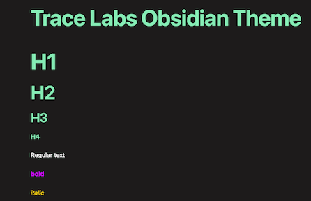 Screenshot of the Trace Labs Obsidian theme