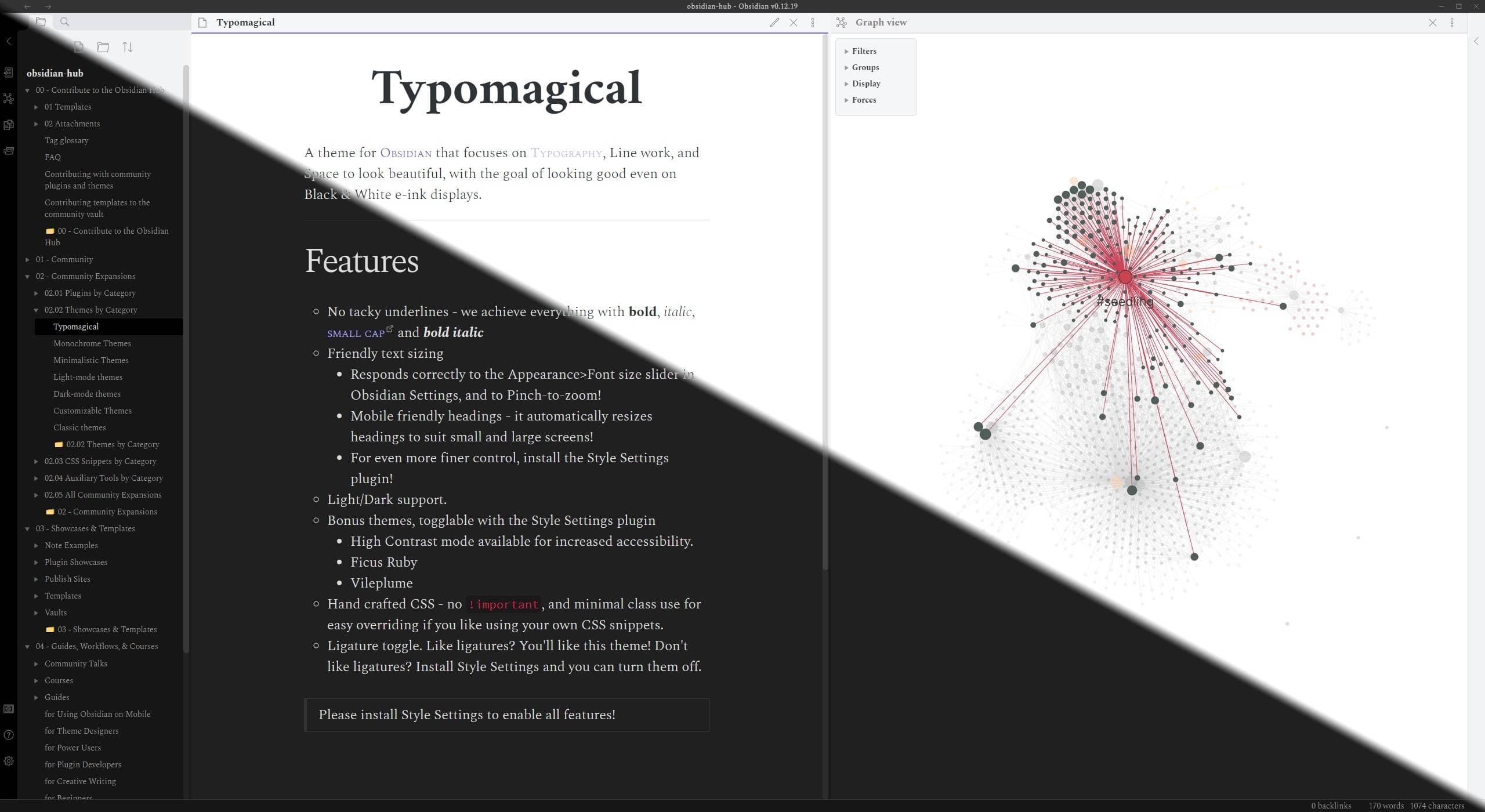 Screenshot of the Typomagical Obsidian theme