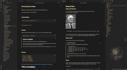 Screenshot of the Wombat Obsidian theme