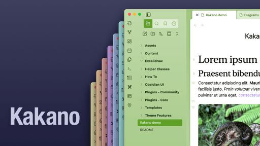 Screenshot of the Kakano Obsidian theme