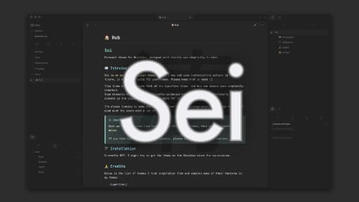 Screenshot of the Sei Obsidian theme