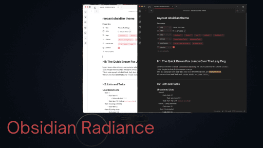 Screenshot of the Radiance Obsidian theme
