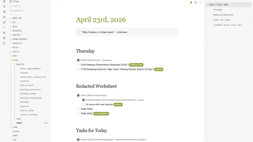 Screenshot of the One Oracle Developer Obsidian theme