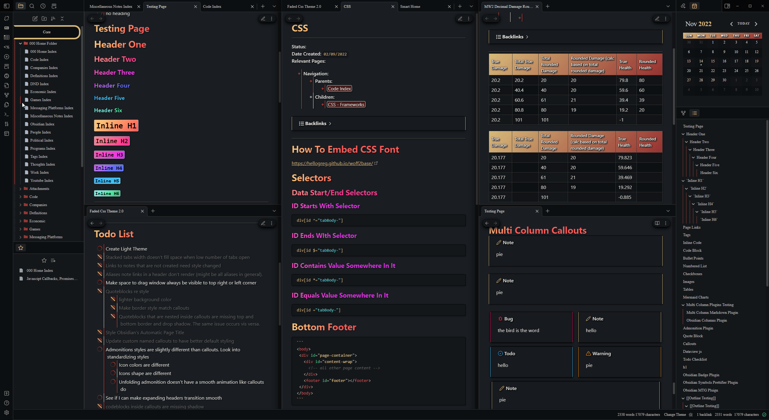 Screenshot of the Faded Obsidian theme