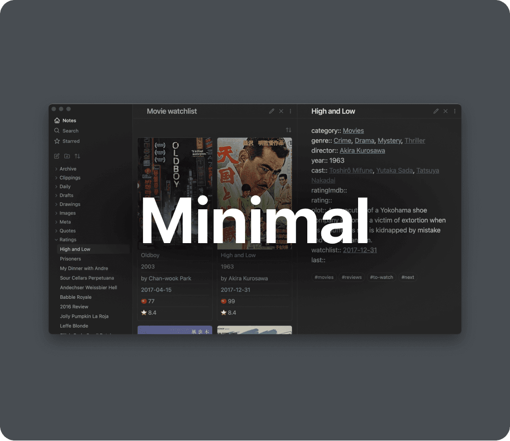 Screenshot of the Minimal Obsidian theme