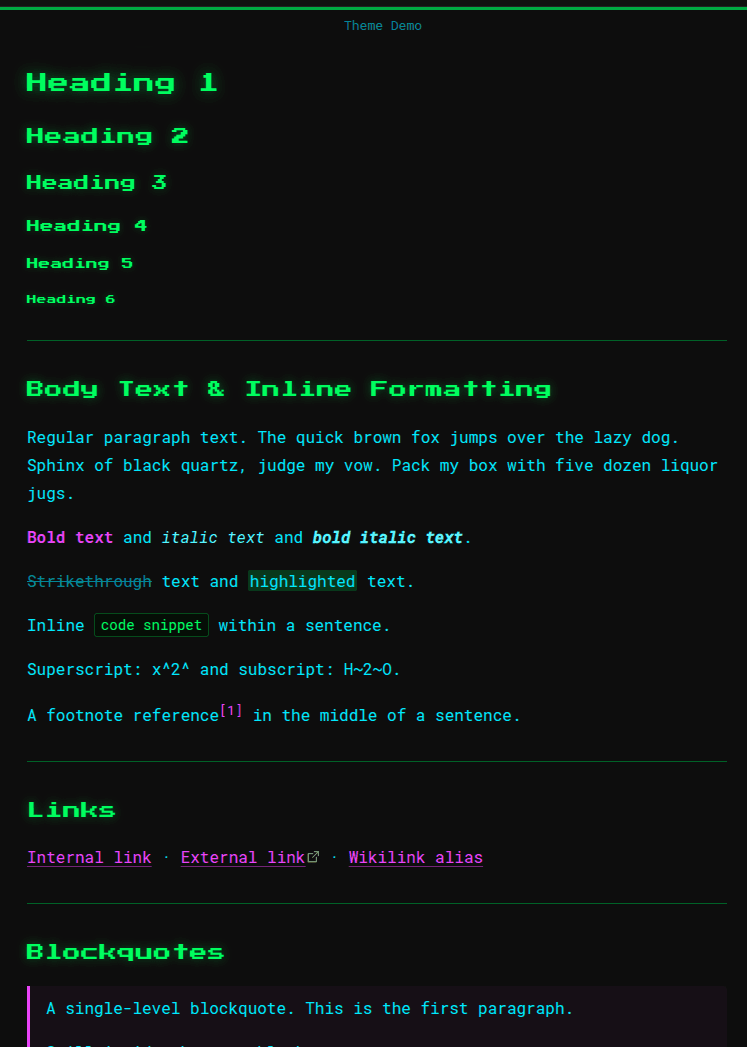 Screenshot of the Ecdysis Obsidian theme