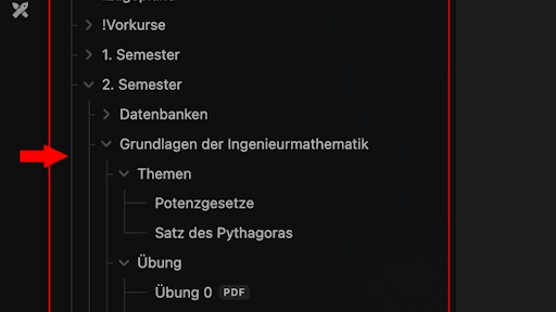 Screenshot of the Enhanced file explorer tree Obsidian theme