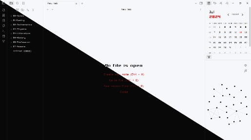 Screenshot of the Pxld Obsidian theme