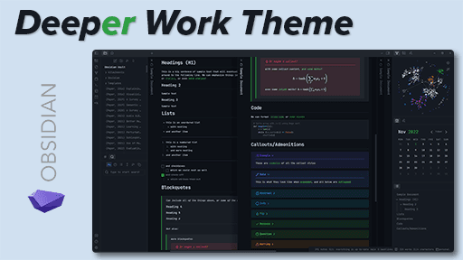 Screenshot of the deeper work Obsidian theme