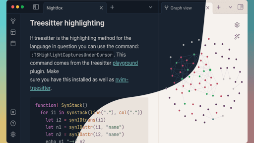 Screenshot of the Nightfox Obsidian theme