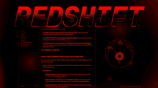 Screenshot of the RedShift - OLED Blue Light Filter Obsidian theme