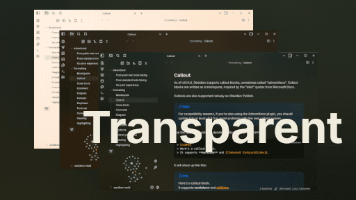 Screenshot of the Transparent Obsidian theme
