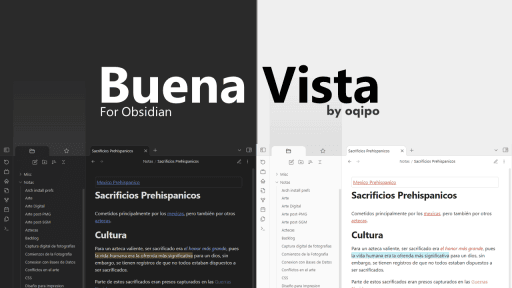 Screenshot of the Buena Vista Obsidian theme