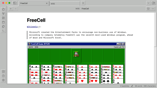 Screenshot of the W95 Obsidian theme