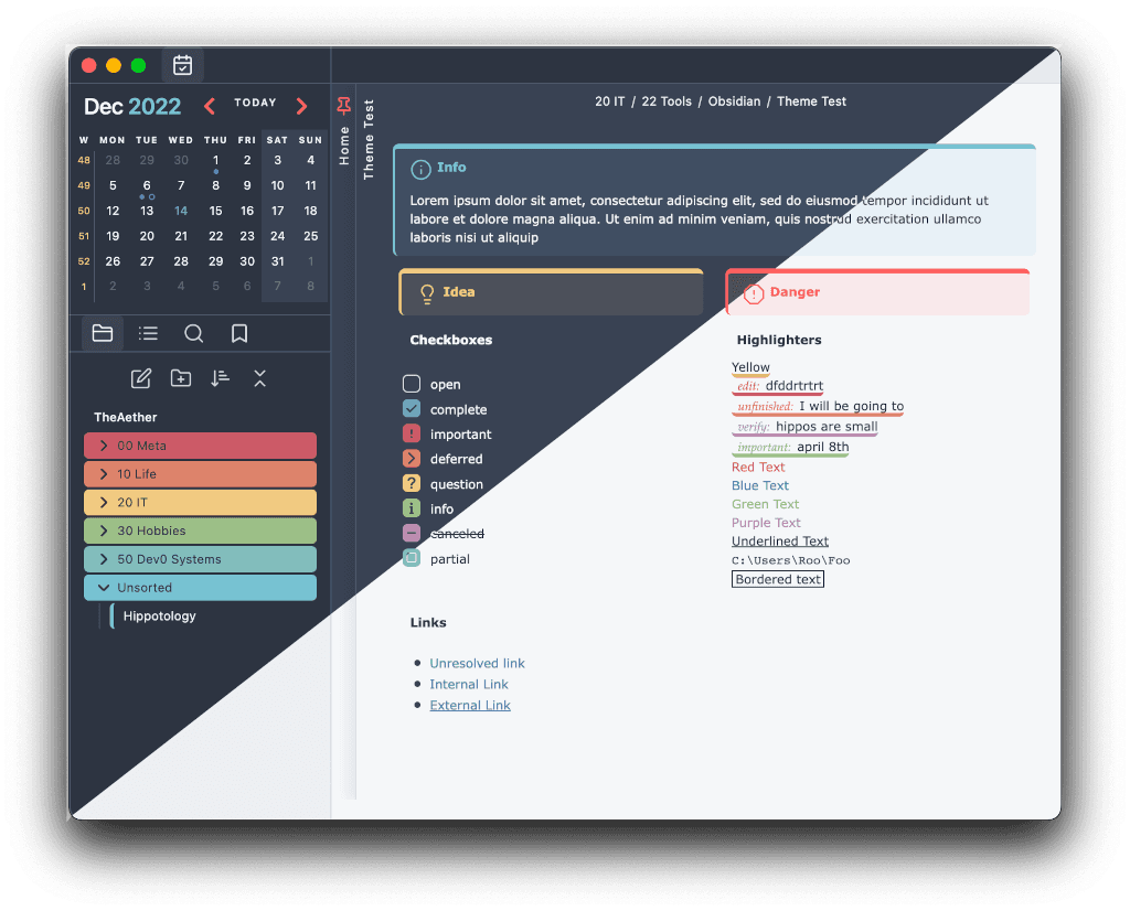 Screenshot of the PLN Obsidian theme
