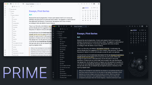 Screenshot of the Prime Obsidian theme