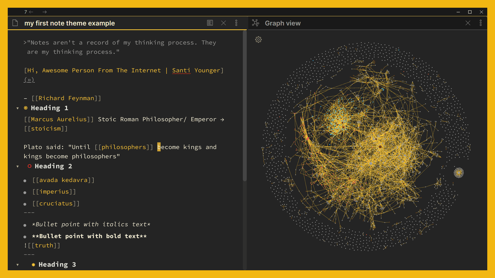 Screenshot of the Wasp Obsidian theme