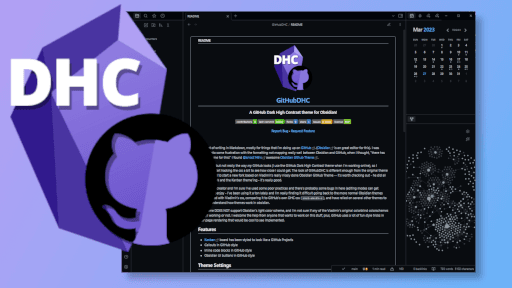 Screenshot of the GitHubDHC Obsidian theme