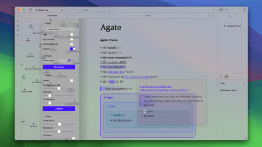 Screenshot of the Agate Obsidian theme